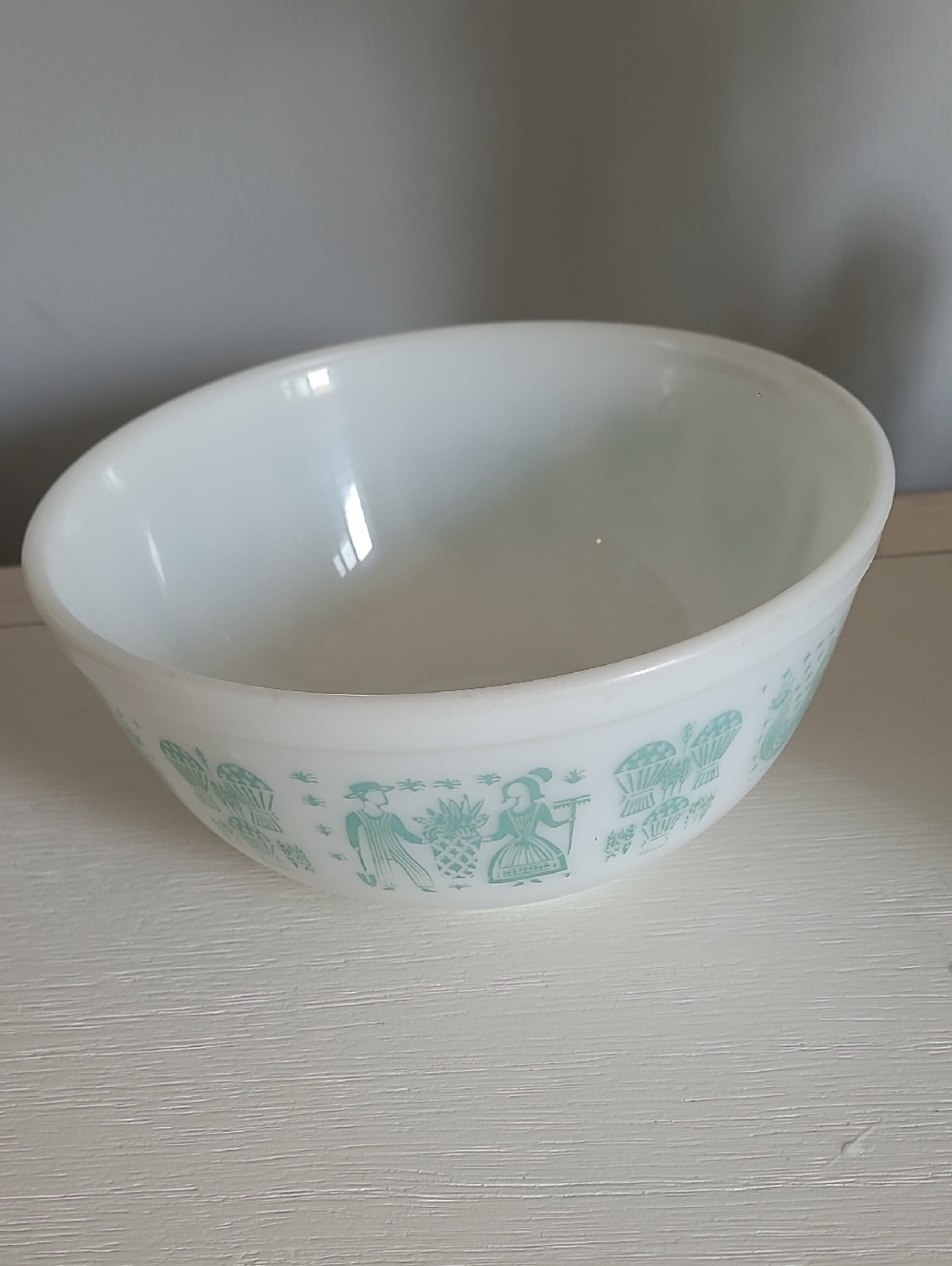 VTG RARE Pyrex Amish Butterprint #403 Turquoise On White ~ 2 1/2 Qt Mixing Bowl